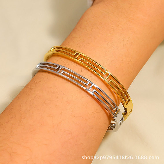 Полые 304 браслеты из нержавеющей стали с шарнирным креплением для женщин