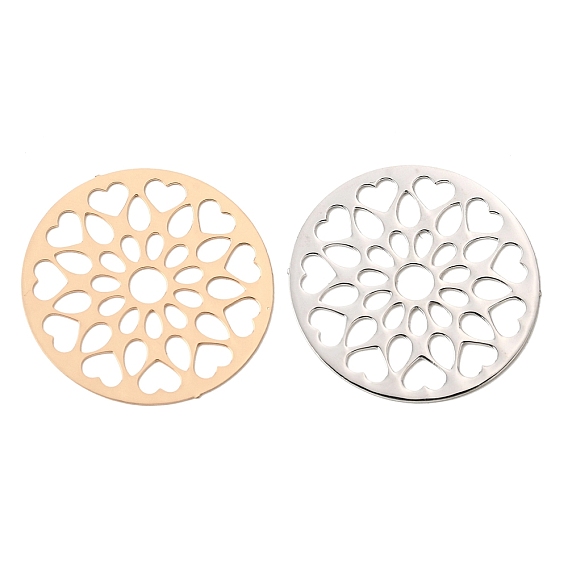 Латунные филигранные подвески, гравированные металлические украшения, плоско-круглые