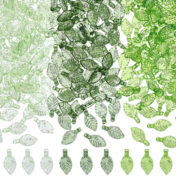 900piezas 3colores dijes acrílicos transparentes, encantos de la hoja