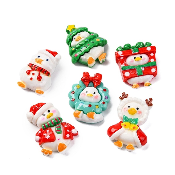 Кабошоны из непрозрачной смолы с рождественской уткой