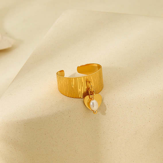 Овал и сердце 304 нержавеющая сталь с пластиковыми перламутровыми регулируемыми открытыми кольцами-манжетами