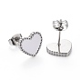 Heart 304 Stainless Steel Enamel Jewelry Sets, Cable Chains Pendant Necklaces and Stud Earrings, with Lobster Claw Clasps and Ear Nuts