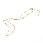 Heart Glass Beaded Chain Necklaces, with Brass Curb Chains, White