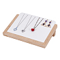 Rectangle Wooden Slant Back Jewelry Display Stands with Imitation Leather Mat for Earrings Necklaces