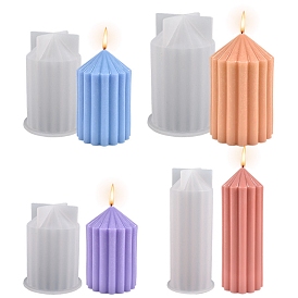 3D Striped Pillar DIY Food Grade Silicone Candle Molds, Aromatherapy Candle Moulds, Scented Candle Making Molds