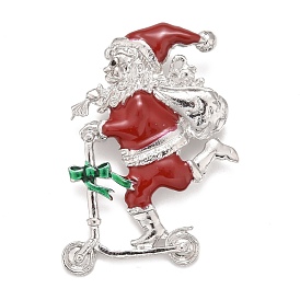 Santa Claus Enamel Pin, Christmas Alloy Badge for Backpack Clothes, Platinum
