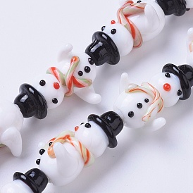 Abalorios de colores vario hechos a mano, para la Navidad, muñeco de nieve