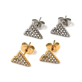 Clous d'oreilles triangle en strass cristal avec 316 épingles en acier inoxydable chirurgical, 304 bijoux en acier inoxydable pour femmes
