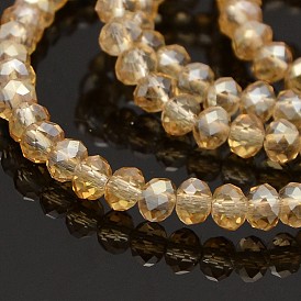 Pearl Luster Plated Faceted Rondelle Glass Beads Strands