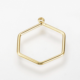 Brass Pendants, Hexagon, Nickel Free