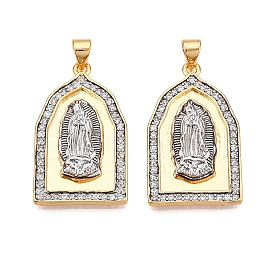 Латунные микро проложить кубического циркония подвески, без кадмия и без свинца, арка с амулетами девы марии