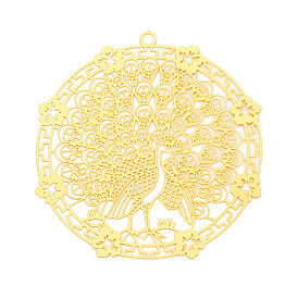 Латунные филигранные большие подвески, плоский круглый и павлин, гравированные металлические украшения