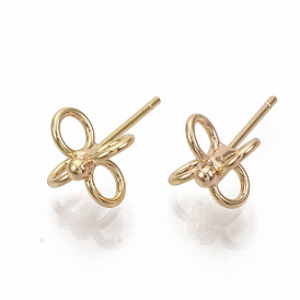 Brass Stud Earrings, Nickel Free, Real 18K Gold Plated
