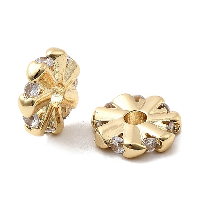 Латунные микро проложить кубического циркония бусы, плоский круглый / dics, долговечный, стойки покрытие, без свинца и без кадмия