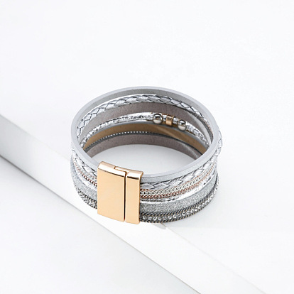 Bohemian Multi-layer Chain Bracelet Heart-shaped Imitation Pearl Weaving Women's Bracelet.