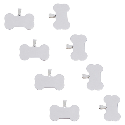 304 Stainless Steel Pendants, Mirror Polished Finish, Stamping Blank Tag, Dog Bone