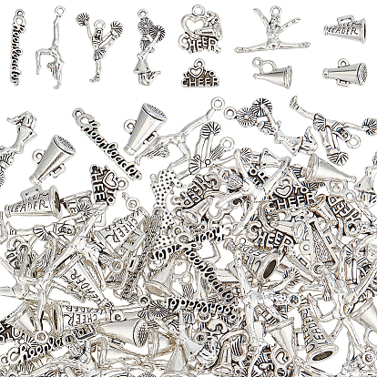 100 шт. 10 стили подвески из сплава в тибетском стиле для поддержки, старинные серебряные подвески