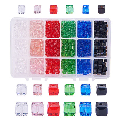 Transparent Glass Beads, Faceted, Cube