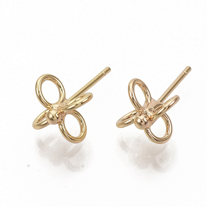 Brass Stud Earrings, Nickel Free, Real 18K Gold Plated
