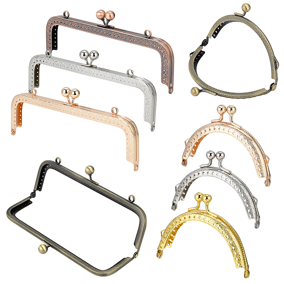 8Pcs 2 Style Iron Purse Frames, Bag Handle, for Bag Sewing Craft