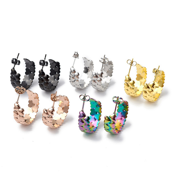 304 серьги-гвоздики в форме сердца из нержавеющей стали, полукруглые серьги для женщин, ионное покрытие (ip)