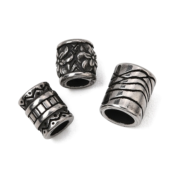 316 Surgical Stainless Steel European Beads, Large Hole Beads, Column