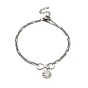 304 Stainless Steel Charm Anklet, Curb Chains Double Layered Anklet for Women