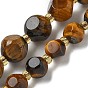 Природных тигровый глаз бисер нитей, с бисером, граненые, игральная кость