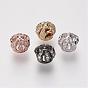 Brass Micro Pave Grade AAA Cubic Zirconia Beads, Hollow, Crown, Cadmium Free & Nickel Free & Lead Free