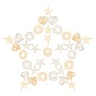 48Pcs 3 Style 2 Colors Brass Pendants & Links, Etched Metal Embellishments, Long-Lasting Plated, Heart & Star & Flat Round