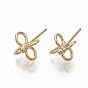 Brass Stud Earrings, Nickel Free, Real 18K Gold Plated