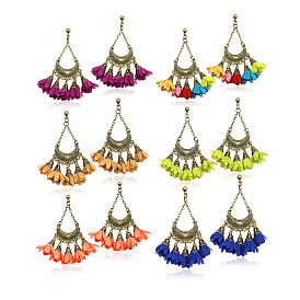 Bohemian Hollow Flower Dangle Earrings with Exaggerated Cutout Pendant for Women