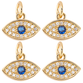 8подвески из латуни с микропаве из кубического циркония, с целью перехода в кольце, долговечный, злые глаза, реальный 18 k позолоченный