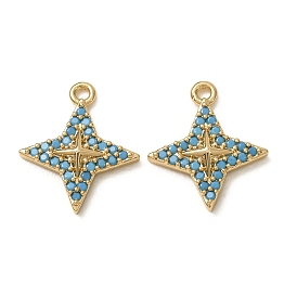 Synthetic Turquoise Pendants, Brass Cross Charms, Nickel Free