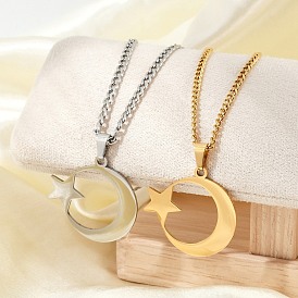 201 подвеска из нержавеющей стали в виде полумесяца и звезды, витая цепочка ожерелья, мусульманские исламские ожерелья