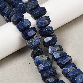 Нитки бусины из натурального ляписа-лазури, граненые, самородки