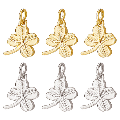 30шт 2 цвета стойка покрытие латунь подвески, с целью перехода в кольце, без свинца и без кадмия, клевер очарование