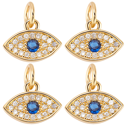 8подвески из латуни с микропаве из кубического циркония, с целью перехода в кольце, долговечный, злые глаза, реальный 18 k позолоченный