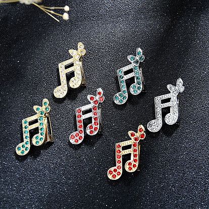 Golden/Platinum Alloy Rhinestone Brooches, Musical Note & Butterfly Pins