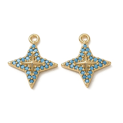 Synthetic Turquoise Pendants, Brass Cross Charms, Nickel Free