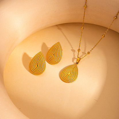 304 подвески и серьги-гвоздики из нержавеющей стали, слеза