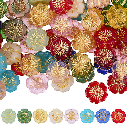 60 прозрачные стеклянные бусины, цветок, золотой металл обвитыми