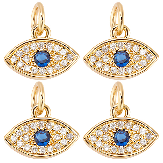 8подвески из латуни с микропаве из кубического циркония, с целью перехода в кольце, долговечный, злые глаза, реальный 18 k позолоченный