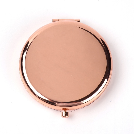 Flat Round Iron Fold Mirror, with Glass Mirror Surface