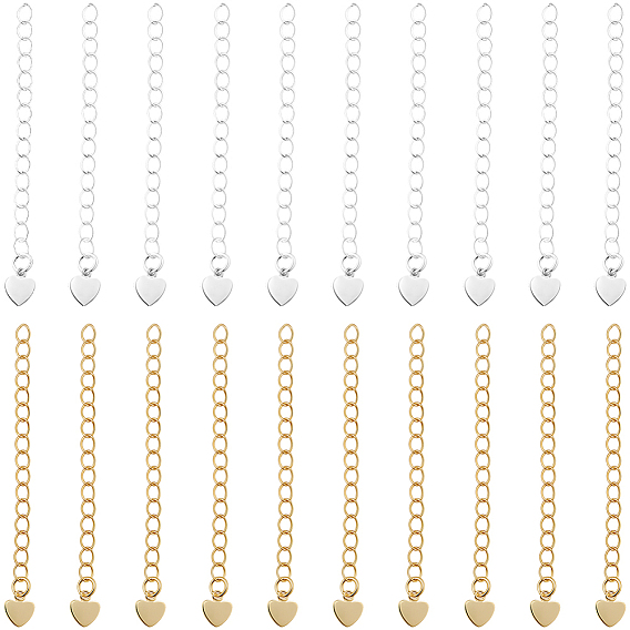 50шт 2 цвета стойка покрытие латунь удлинитель цепи бордюра, концевые цепи с каплей в виде сердца