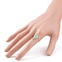 Gemstone Heart Beaded Finger Ring, Light Gold Plated Copper Wire Wrap Jewelry for Women