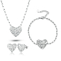 Комплекты украшений из нержавеющей стали для женщин, серьги-гвоздики в форме сердца, браслеты и ожерелья с подвесками