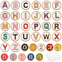 2Sets 2 Stile Legierung Emaille Perlen, Flachrund, Zahl 0~9 & Buchstabe a~z, cadmiumfrei und bleifrei, Licht Gold