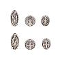 NBEADS Tibetan Style Alloy Beads, Virgin Mary, Flat Round with Saint Benedict, Oval with Saint Benedict