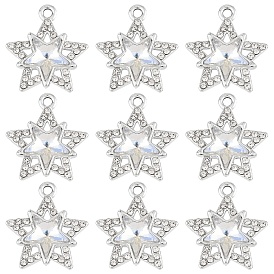 10 шт. Стеклянные подвески, Сплав с поиска, платина, звезда